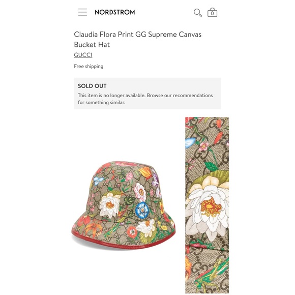 GUCCI Claudia Flora Print GG Supreme Bucket Hat - Picture 10 of 11